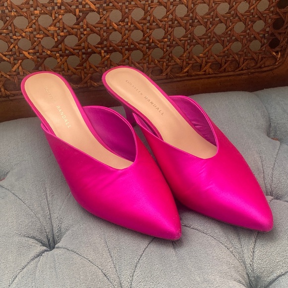 Loeffler Randall Shoes - Loeffler Randall Fuchsia Satin kitten heel Mules